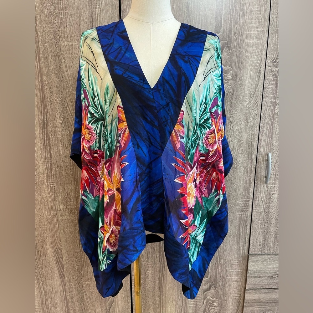 DESIGUAL Pretty Floral Kimono-Style Flowy Blouse Designer Top. Size S